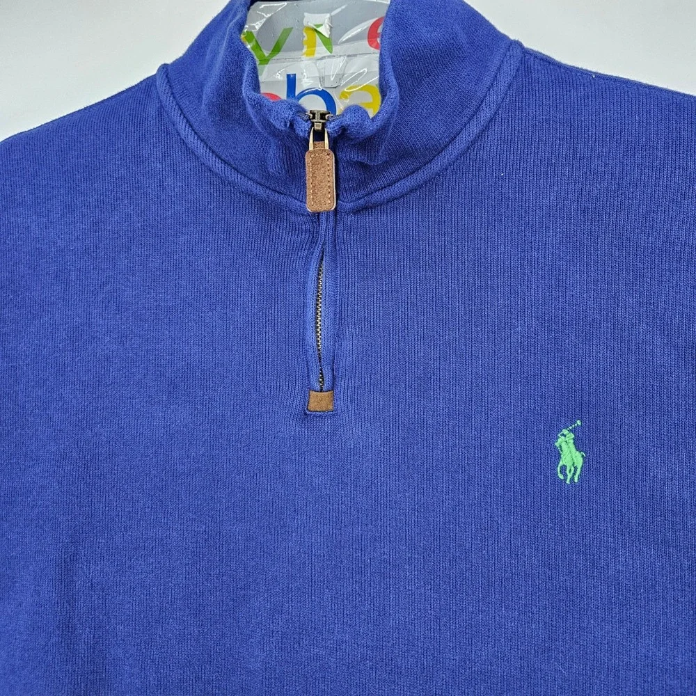 Polo Ralph‎ Lauren Quarter Zip Mens XL Long Sleeve Blue QZip Sweater Preppy